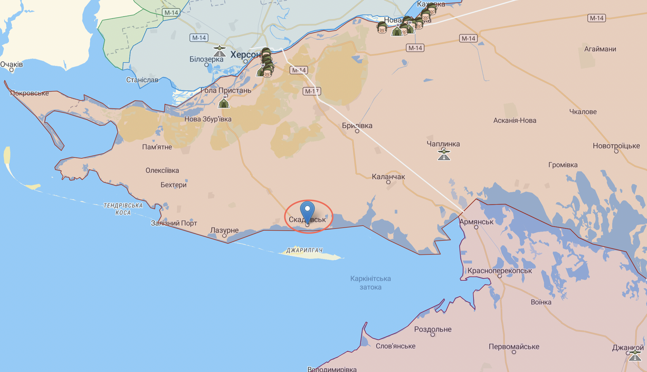 В оккупированном Скадовске сообщили о громких взрывах